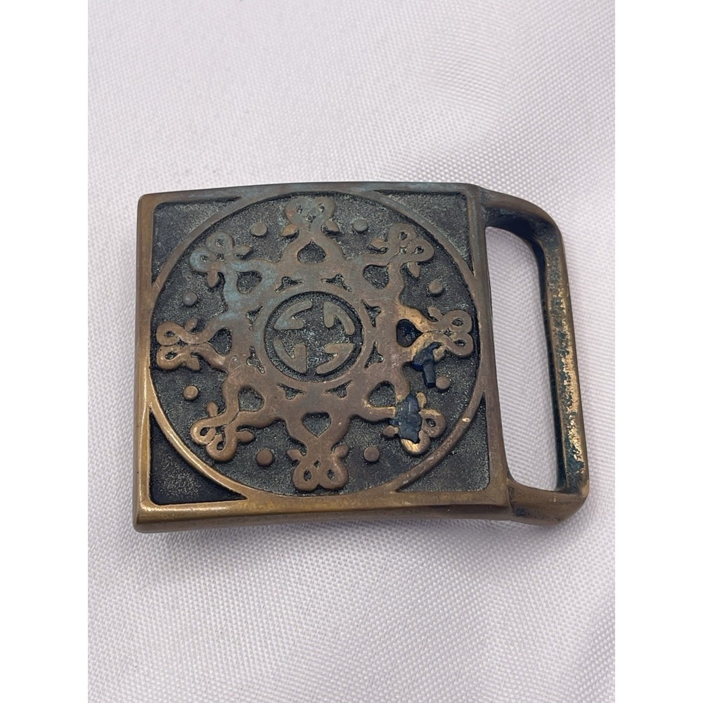 Tech-Ether Guild Mandala 1974 Solid Brass Vintage Belt Buckle Nice Condition!